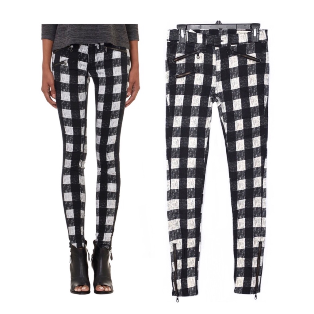 Rag & Bone Plaid Black & White Jeans